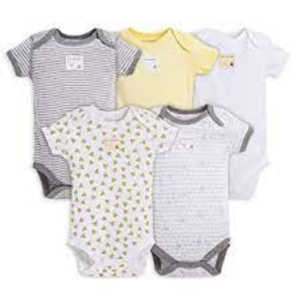 NEW! Burt's Bees Baby Unisex Baby Bodysuits, 5-Pk